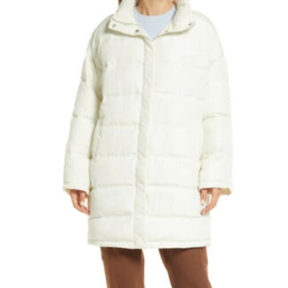 THREAD & Supply BNWT Women White Puffy Jacket Small Full Zip Water Resistant - Picture 7 of 7
